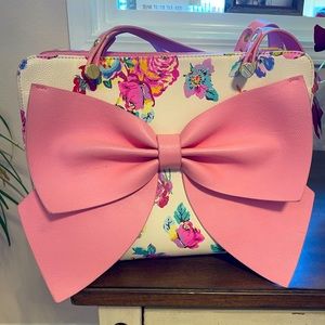 Betsey Johnson floral pink purse. Good condition. Bows and Barbie ready